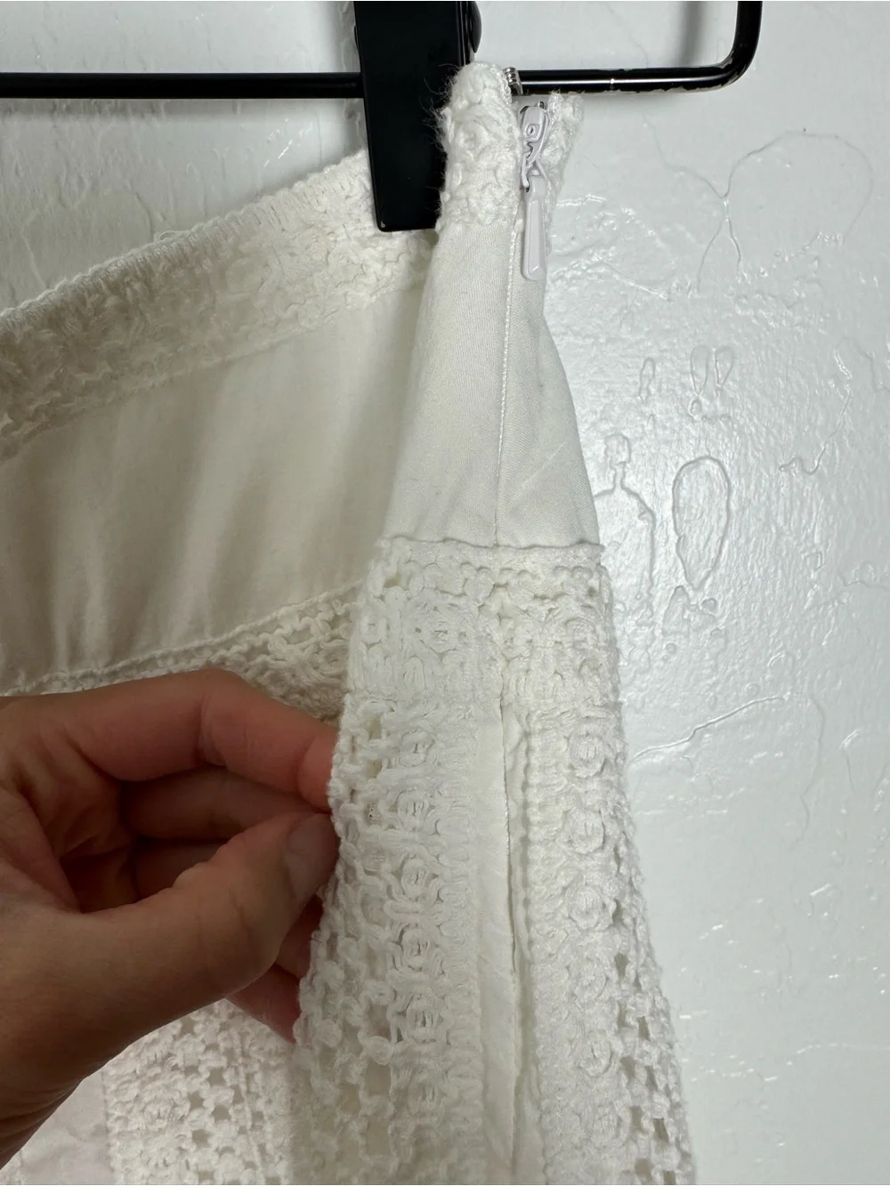 New York & Company White Open Knit Crochet Skater A-line Skirt